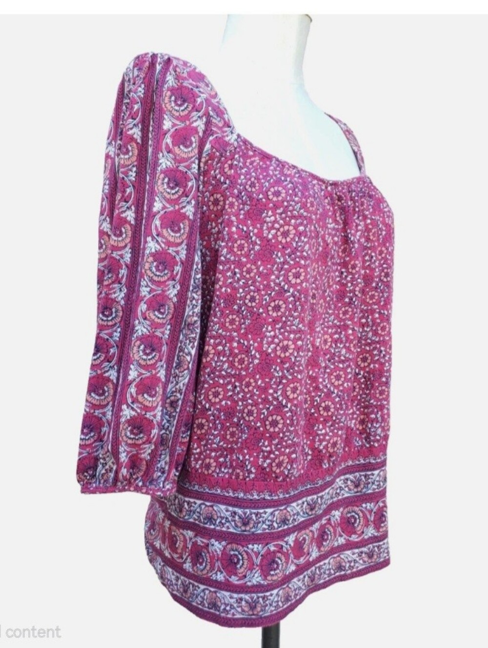 Lucky Brand Pink Square Neck Boho Top